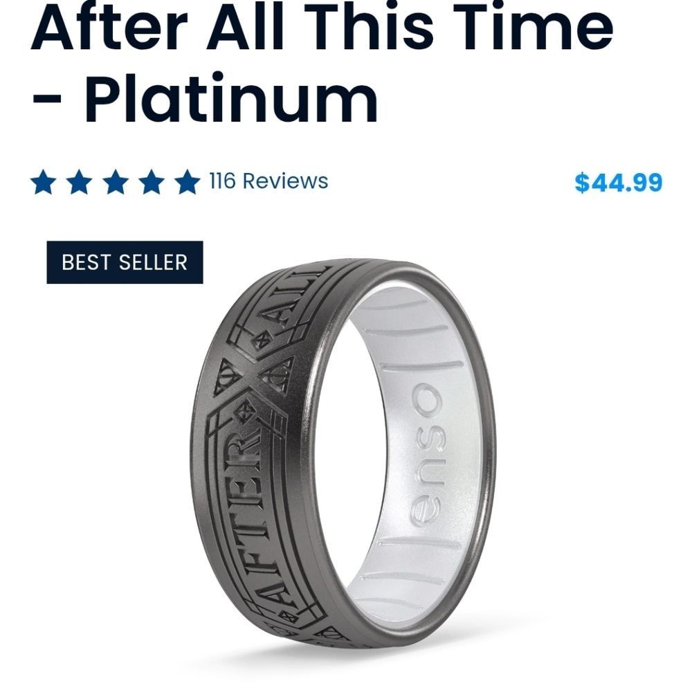 Harry Potter ENSO Men's After All This Time Platinum Silicone Ring